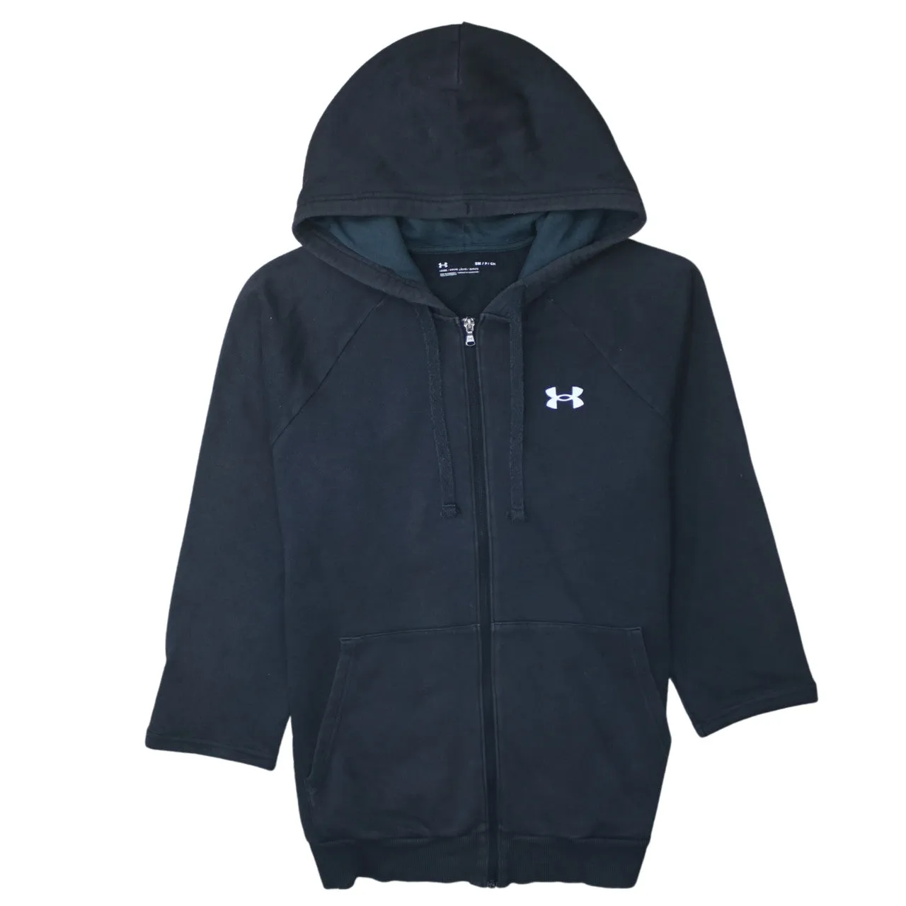 Under Armour 90's Drawstring Pockets Full Zip Up Hoodie Small Black sold by Vintage Club
