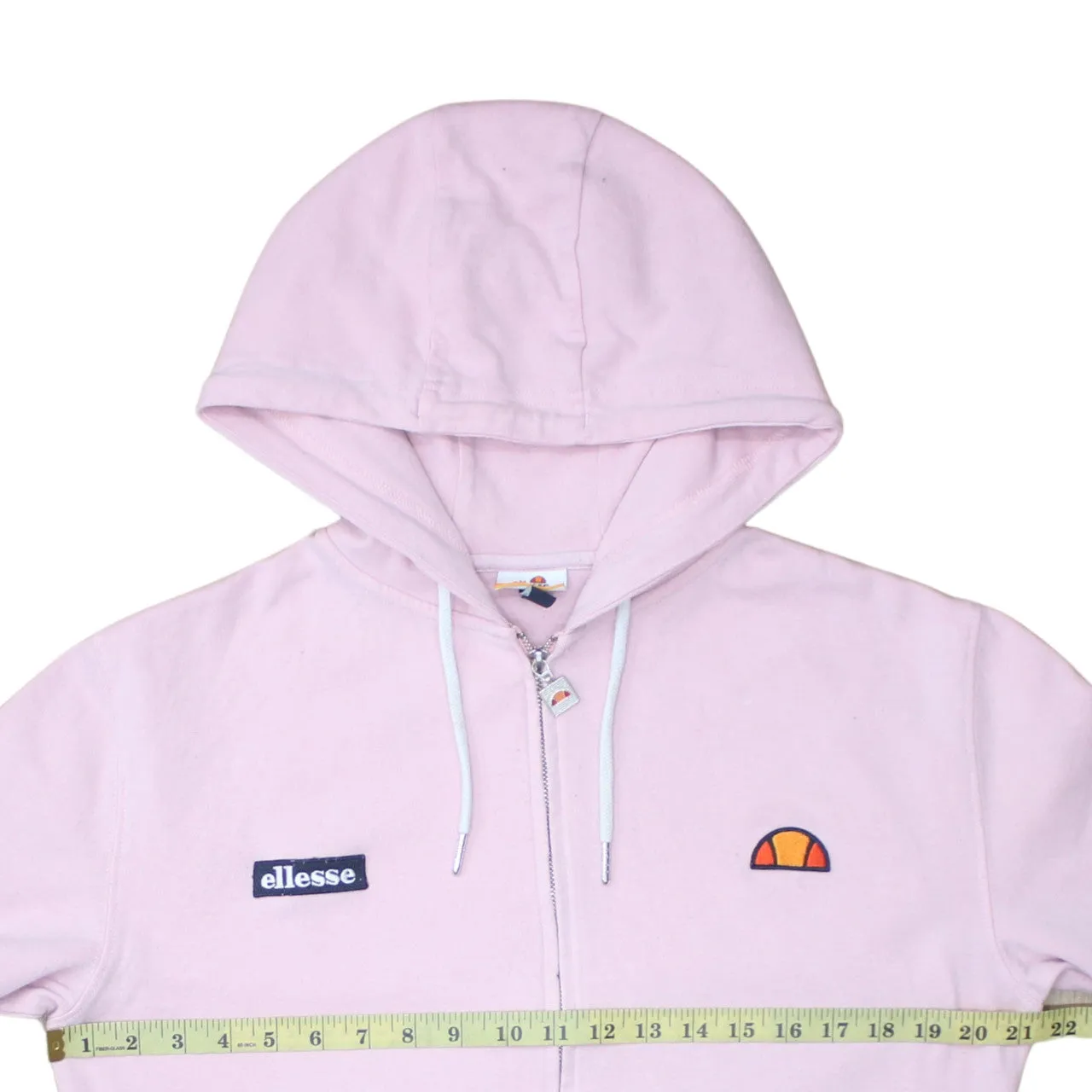 Ellesse 90's Drawstring Pockets Full Zip Up Hoodie Medium Pink sold by Vintage Club product image thumbnail 5