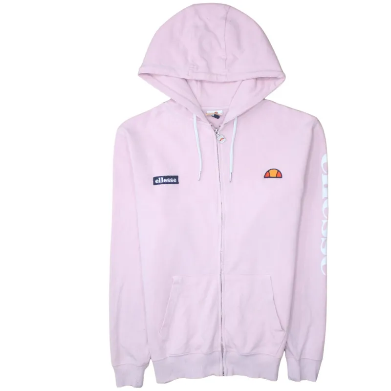 Ellesse 90's Drawstring Pockets Full Zip Up Hoodie Medium  Pink sold by Vintage Club