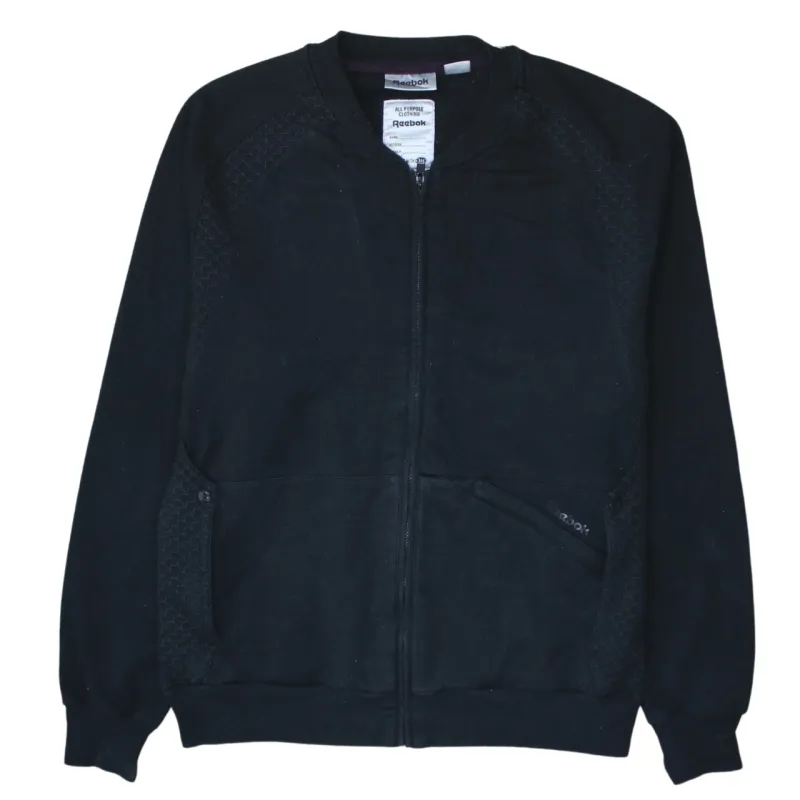 Reebok 90's Plain Full Zip Up Sweatshirt Large Black made by Reebok