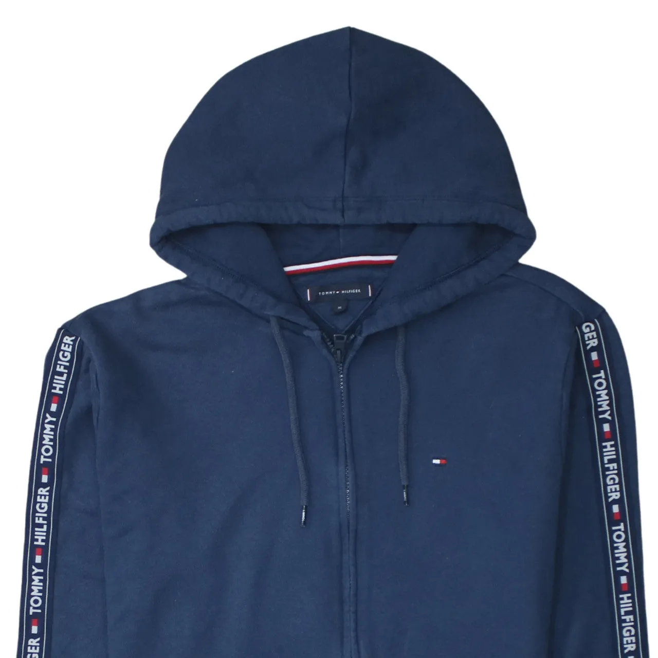 Tommy Hilfiger 90's Drawstring Pockets Full Zip Up Hoodie XLarge Navy Blue sold by Vintage Club product image thumbnail 3