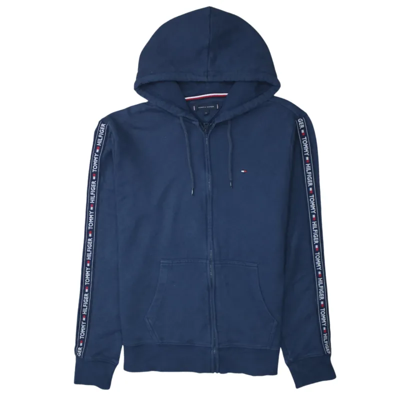Tommy Hilfiger 90's Drawstring Pockets Full Zip Up Hoodie XLarge Navy Blue made by Tommy Hilfiger