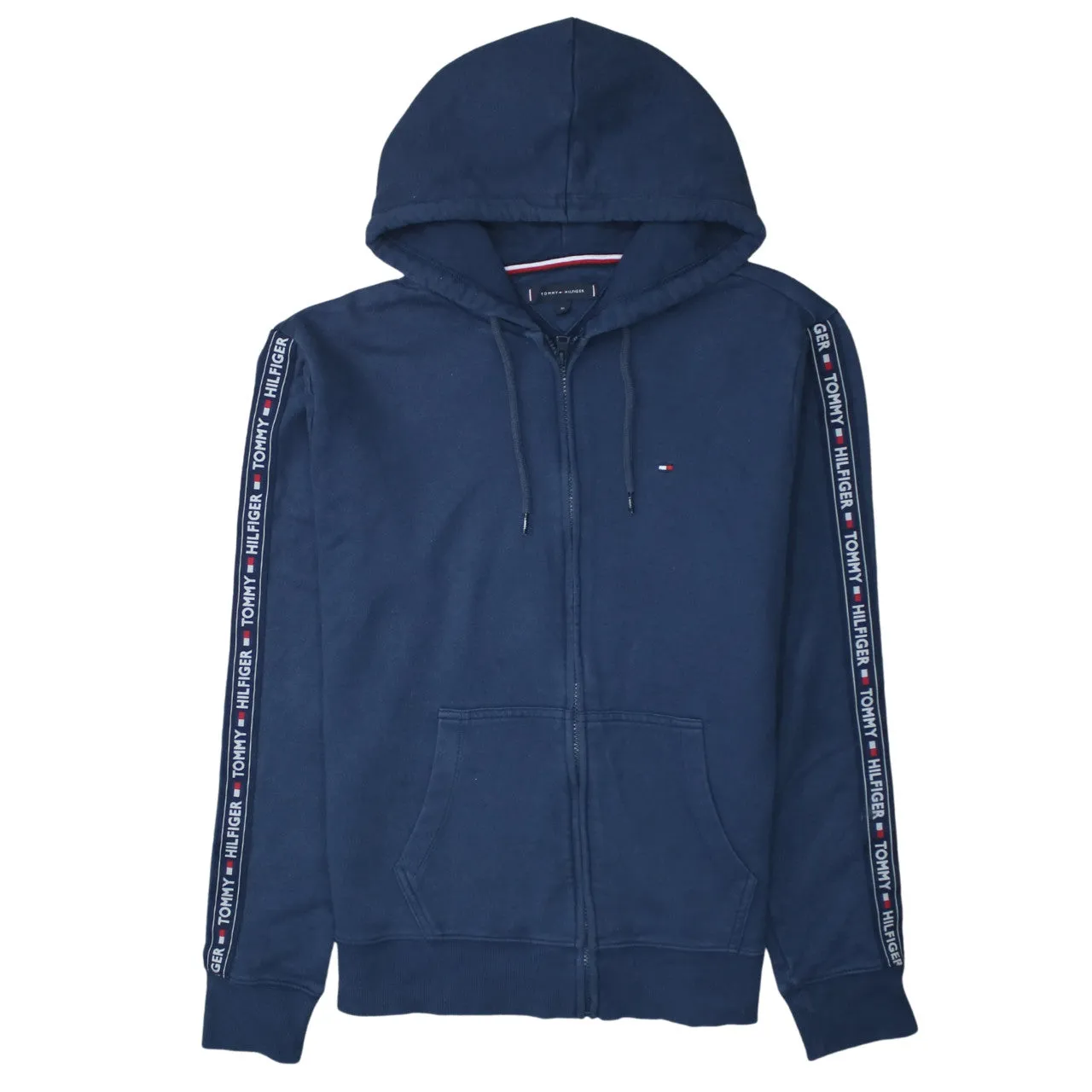 Tommy Hilfiger 90's Drawstring Pockets Full Zip Up Hoodie XLarge Navy Blue sold by Vintage Club