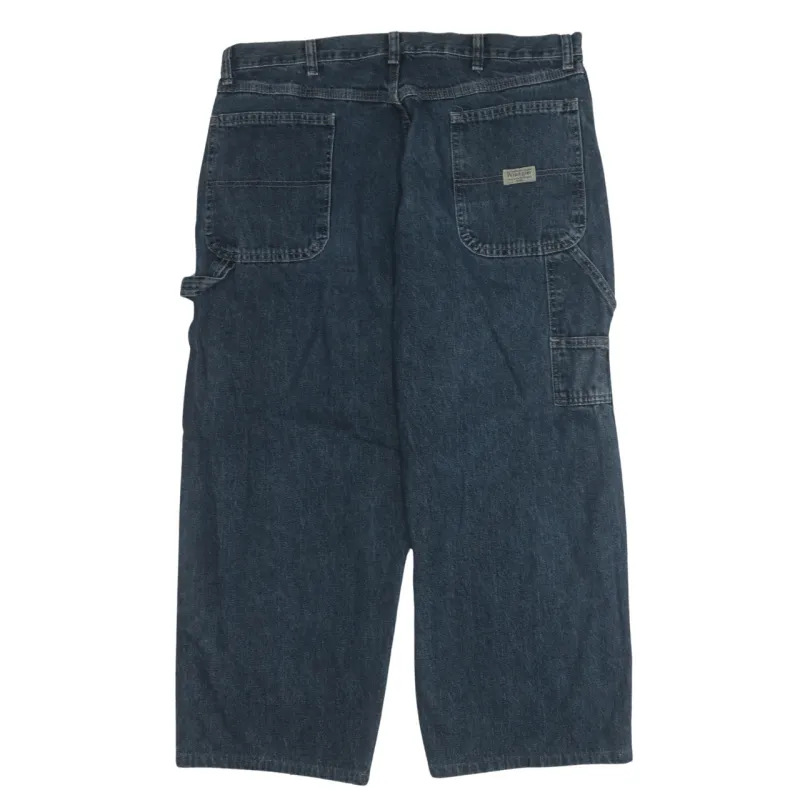 Wrangler 90's Drawstring Pockets Straight Leg Baggy Jeans / Pants 38 Navy Blue made by Wrangler