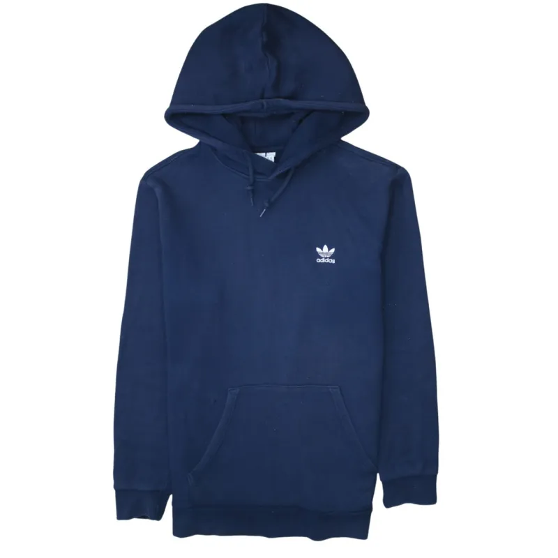 Adidas 90's Drawstring Pockets Pullover Hoodie Medium Navy Blue sold by Vintage Club