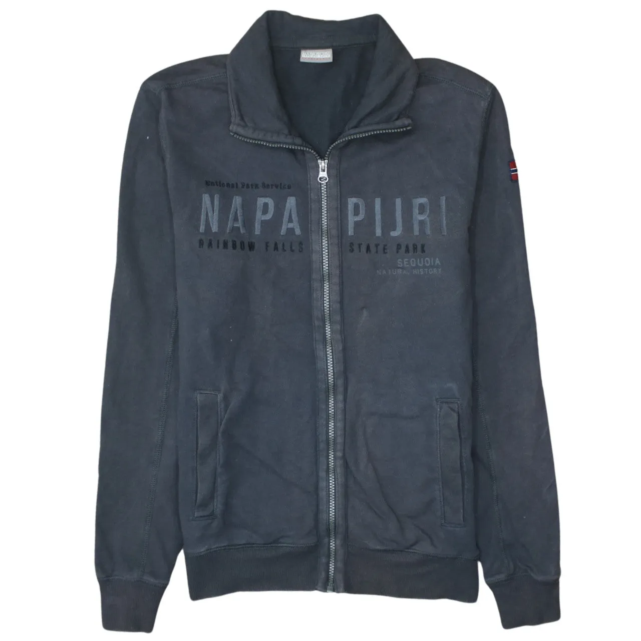 Napapijri 90's Spellout Full Zip Up Sweatshirt Medium Black sold by Vintage Club