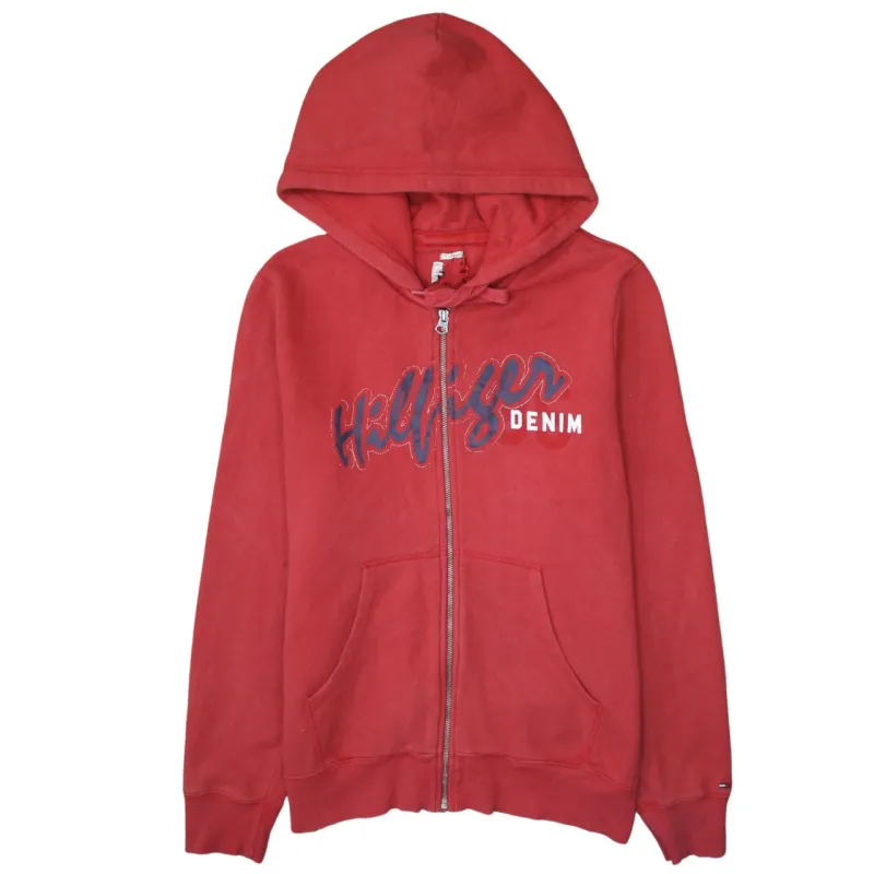 Tommy Hilfiger 90's Spellout Full Zip Up Hoodie XLarge Red made by Tommy Hilfiger