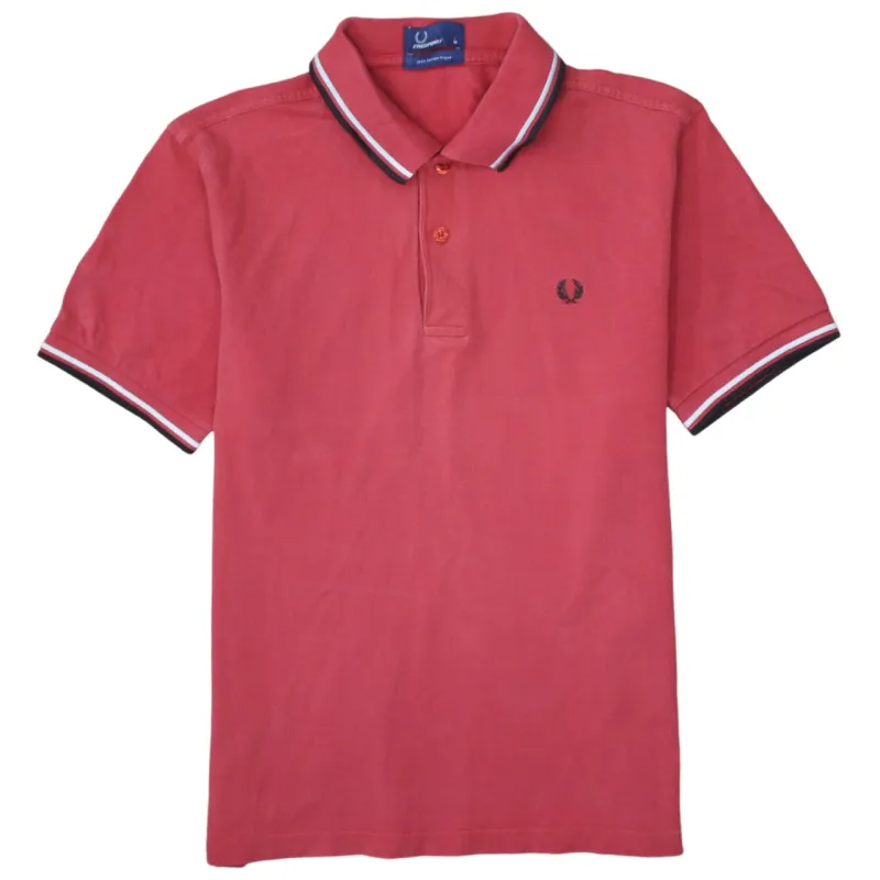 FRED PERRY 90's Short Sleeves Quarter Button Polo Shirt Medium Red sold by Vintage Club