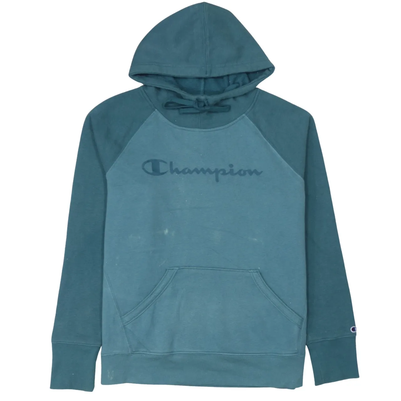 Champion 90's Spellout Pullover Hoodie Large Green sold by Vintage Club