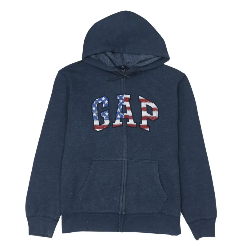 Gap 90's Spellout Full Zip Up Hoodie Large Navy Blue made by GAP