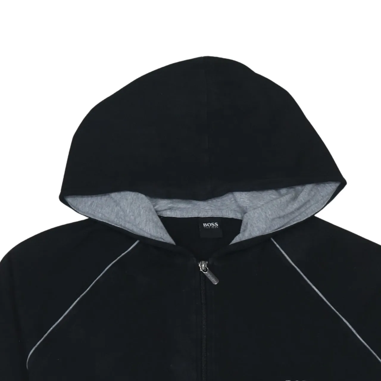HUGO BOSS 90's Drawstring Pockets Full Zip Up Hoodie XLarge Black sold by Vintage Club product image thumbnail 3