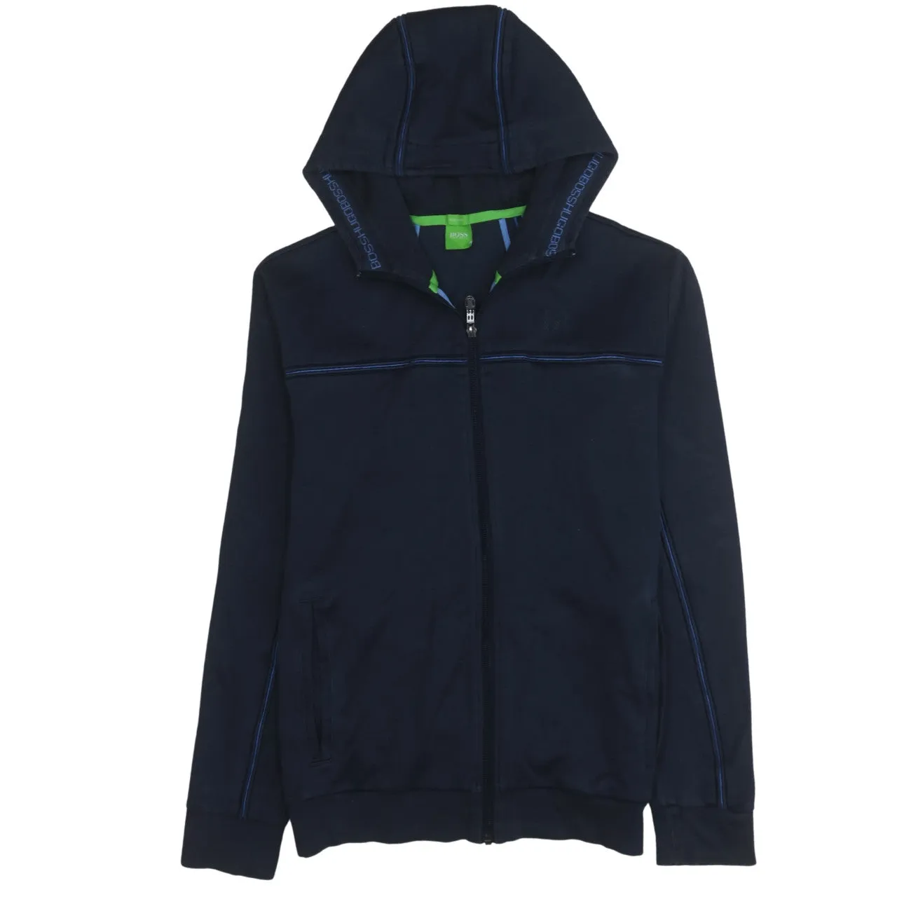 HUGO BOSS 90's Lightweight Full Zip Up Hoodie Medium Navy Blue sold by Vintage Club