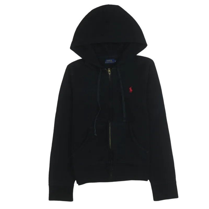 Polo Ralph Lauren 90's Drawstring Pockets Full Zip Up Hoodie Medium Black sold by Vintage Club