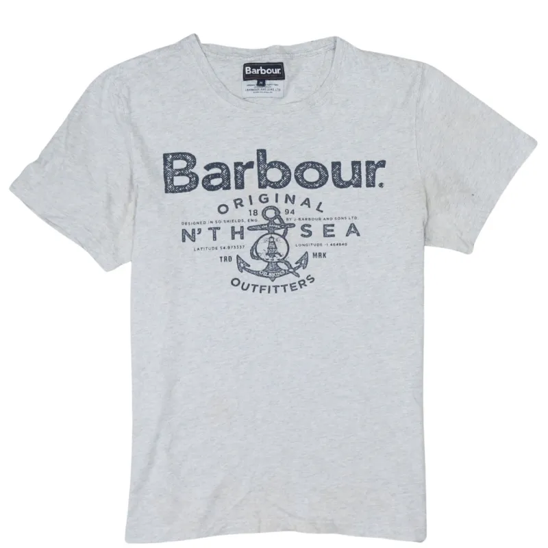 Barbour 90's Spellout Short Sleeves T Shirt Medium Grey sold by Vintage Club