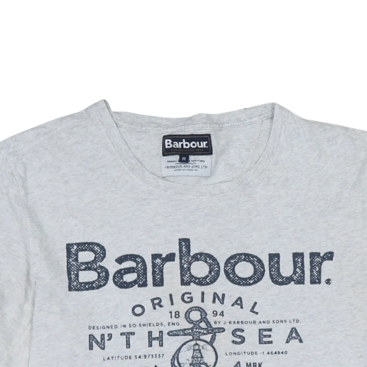 Barbour 90's Spellout Short Sleeves T Shirt Medium Grey sold by Vintage Club product image thumbnail 3