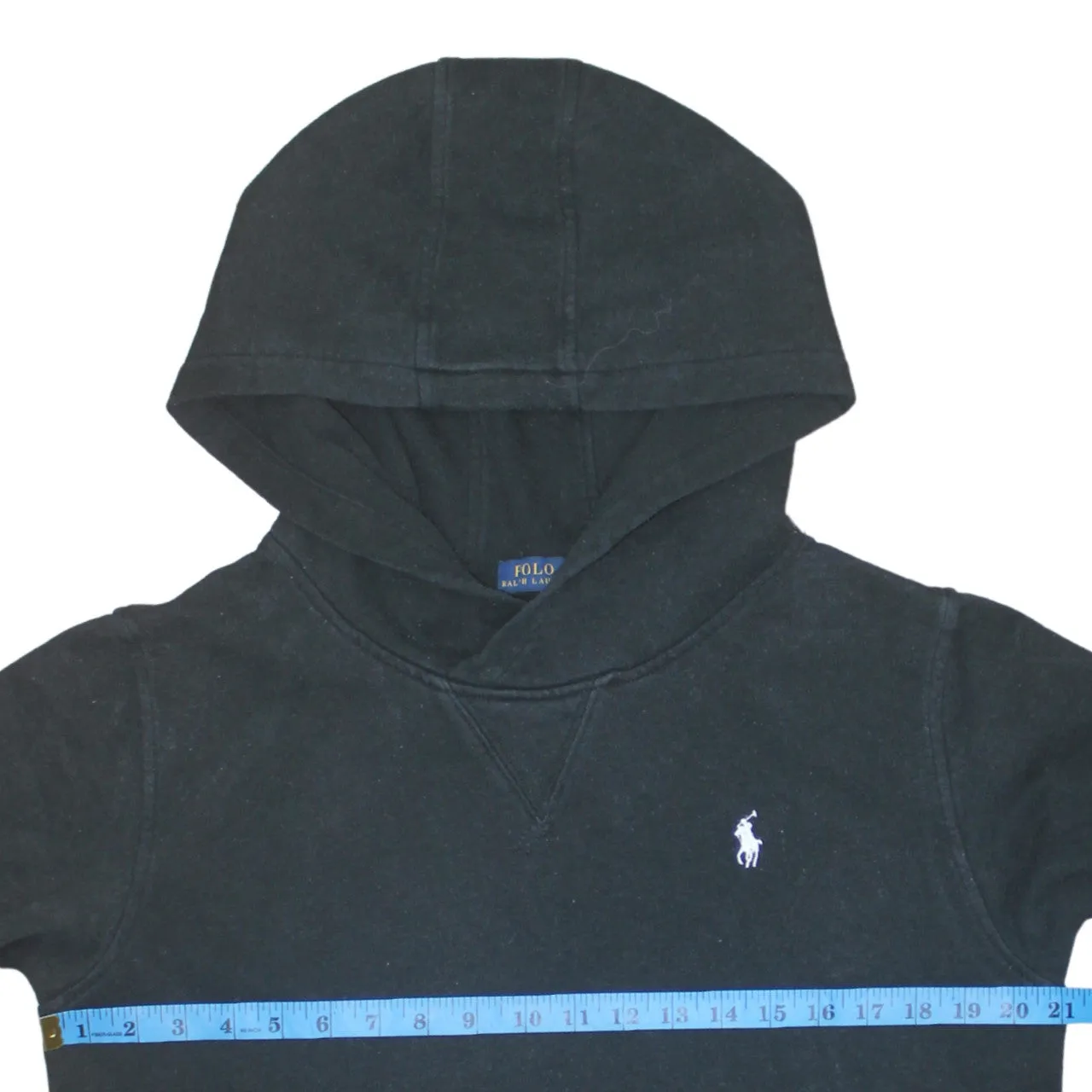 Polo Ralph Lauren 90's Drawstring Pockets Pullover Hoodie Medium Black sold by Vintage Club product image thumbnail 5
