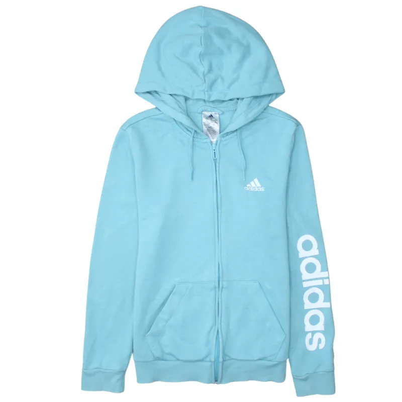 Adidas 90's Drawstring Pockets Full Zip Up Hoodie Small Blue sold by Vintage Club