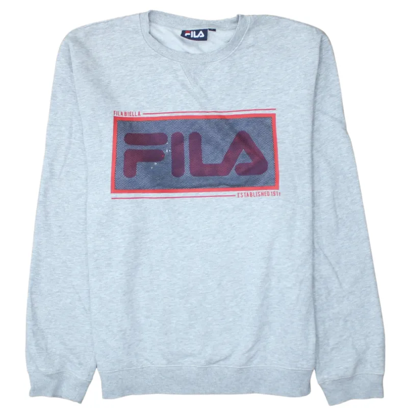 Fila 90's Spellout Crew Neck Sweatshirt Medium Grey sold by Vintage Club