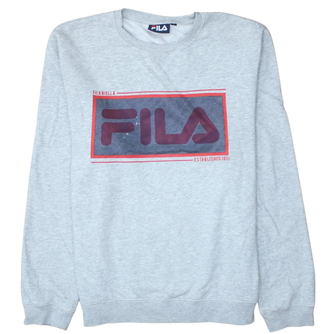 Fila 90's Spellout Crew Neck Sweatshirt Medium Grey sold by Vintage Club