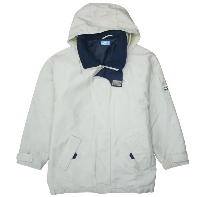 Retro 90's Hooded Full Zip Up Windbreaker Medium Beige Cream sold by Vintage Club