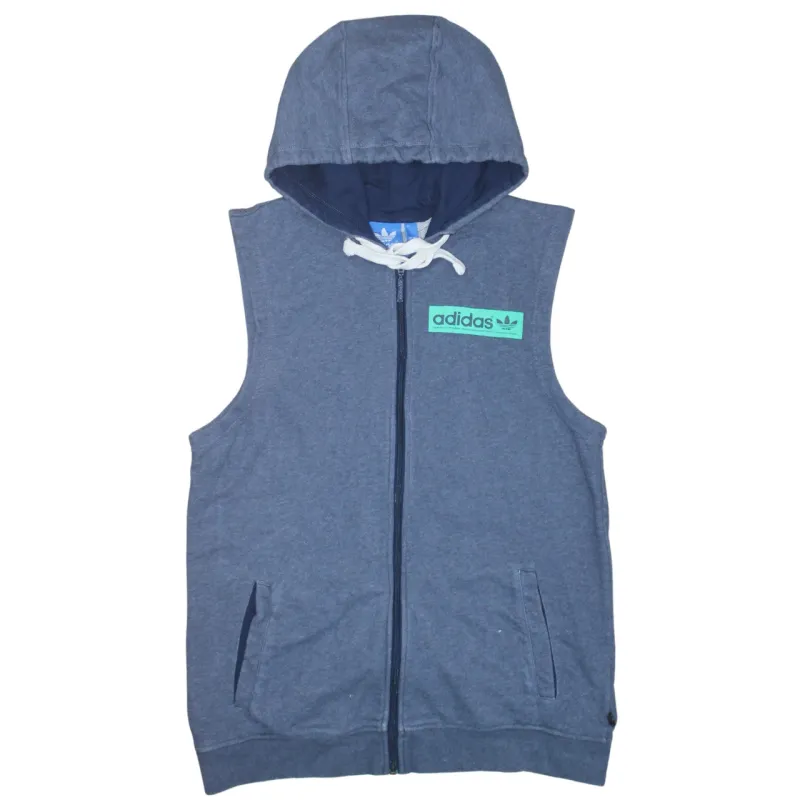 Adidas 90's Vest Sleeveless Full Zip Up Gilet Medium Navy Blue made by Adidas