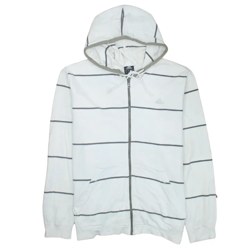 Adidas 90's Drawstring Pockets Full Zip Up Hoodie XLarge White sold by Vintage Club