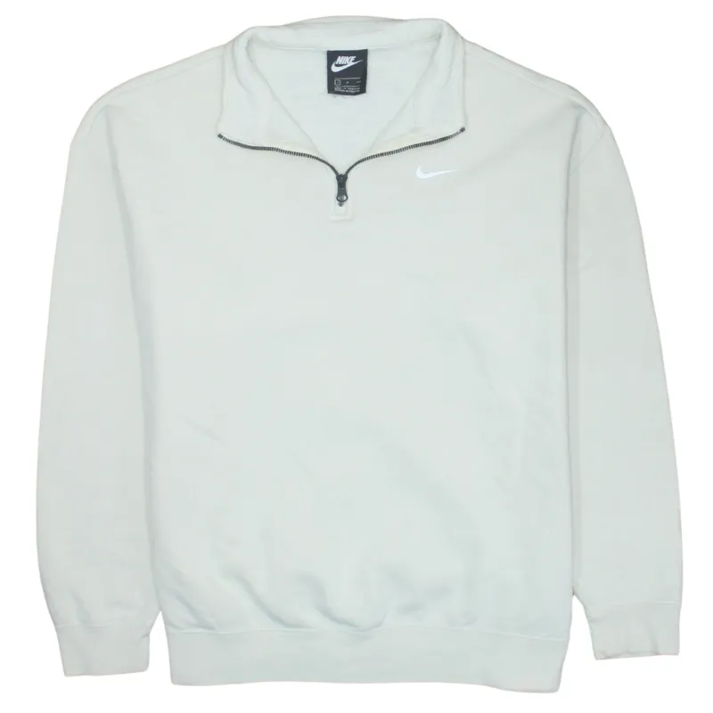 Nike 90's Swoosh Quarter Zip Sweatshirt Small Beige Cream made by Nike