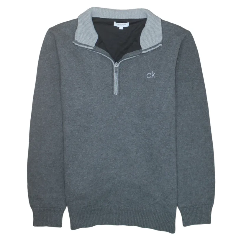Calvin Klein 90's Lightweight Quarter Zip Sweatshirt XLarge Grey made by Calvin Klein