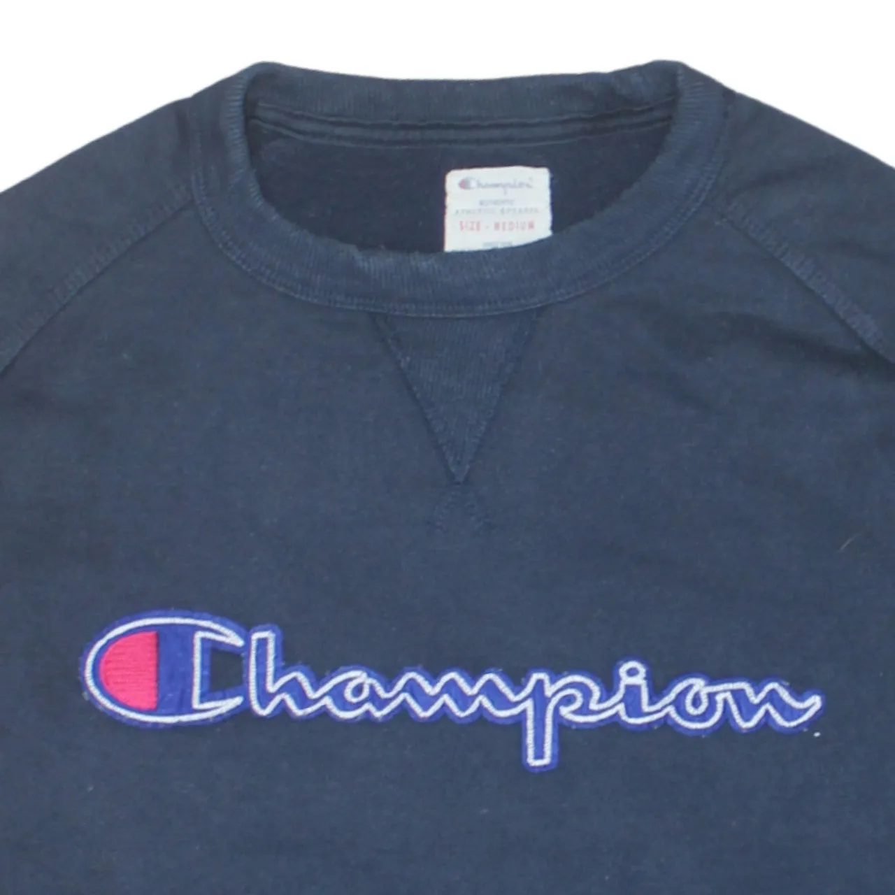 Champion 90's Spellout Crew Neck Sweatshirt Medium Navy Blue sold by Vintage Club product image thumbnail 3