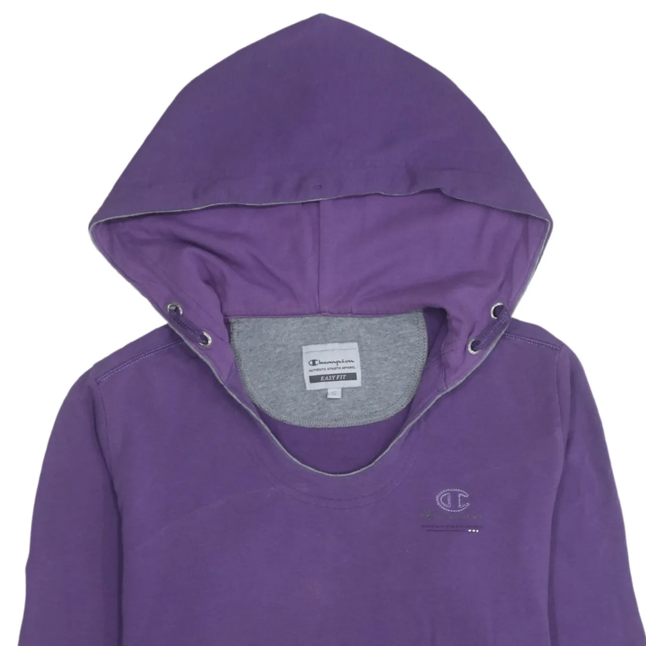 Champion Purple Hoodie Women’s Small Embroidered Chest Logo Front Pocket Pullover Sweatshirt sold by Vintage Club product image thumbnail 3