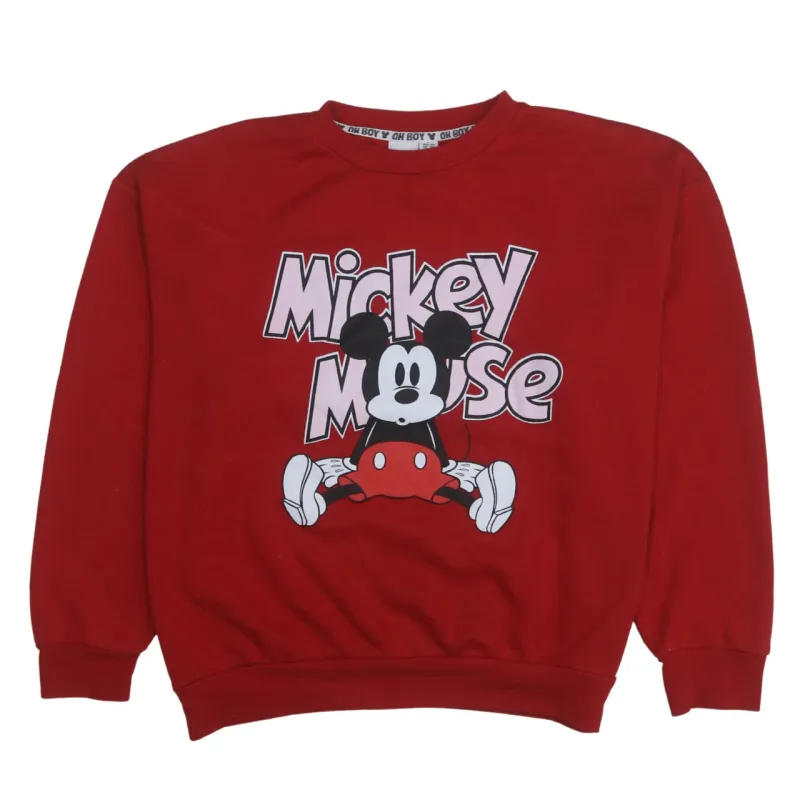 Disney 90's Mickey Mouse Crew Neck Sweatshirt Large Red sold by Vintage Club