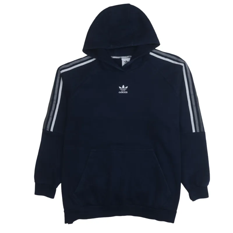 Adidas 90's Striped Sleeve Pullover Hoodie XXLarge (2XL) Navy Blue sold by Vintage Club