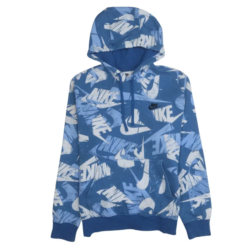 Nike 90's Swoosh Pullover Hoodie Medium Blue sold by Vintage Club