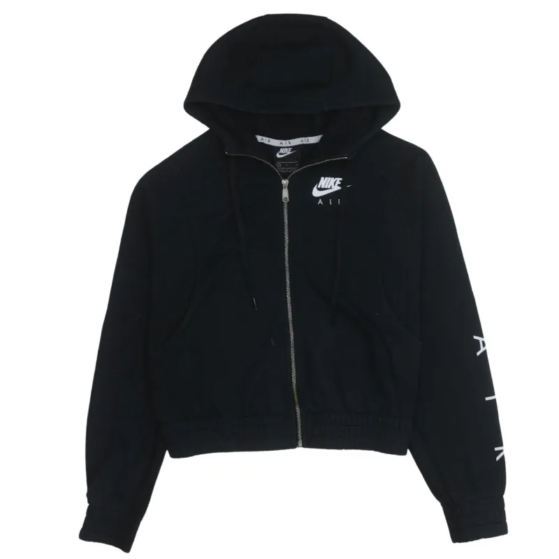 Nike Black Full Zip Hoodie Women’s Small Air Logo Sleeve Print Cropped Sweatshirt sold by Vintage Club