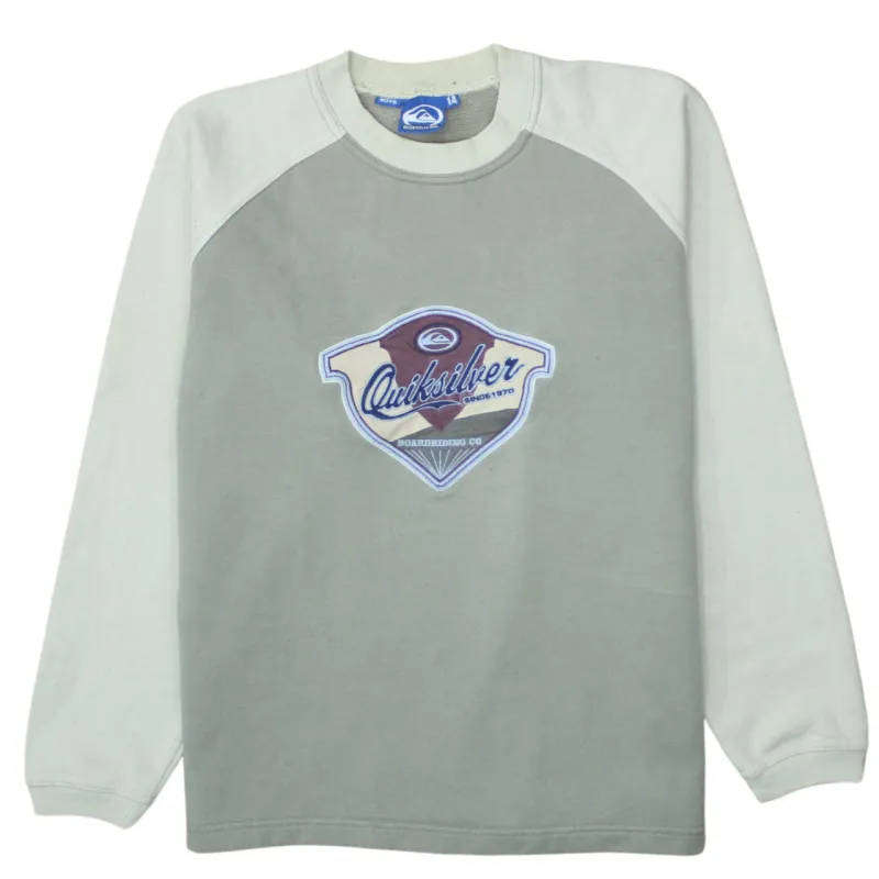 Quiksilver Sage Green Sweatshirt Women's Large Embroidered Chest Logo Raglan Pullover Top sold by Vintage Club