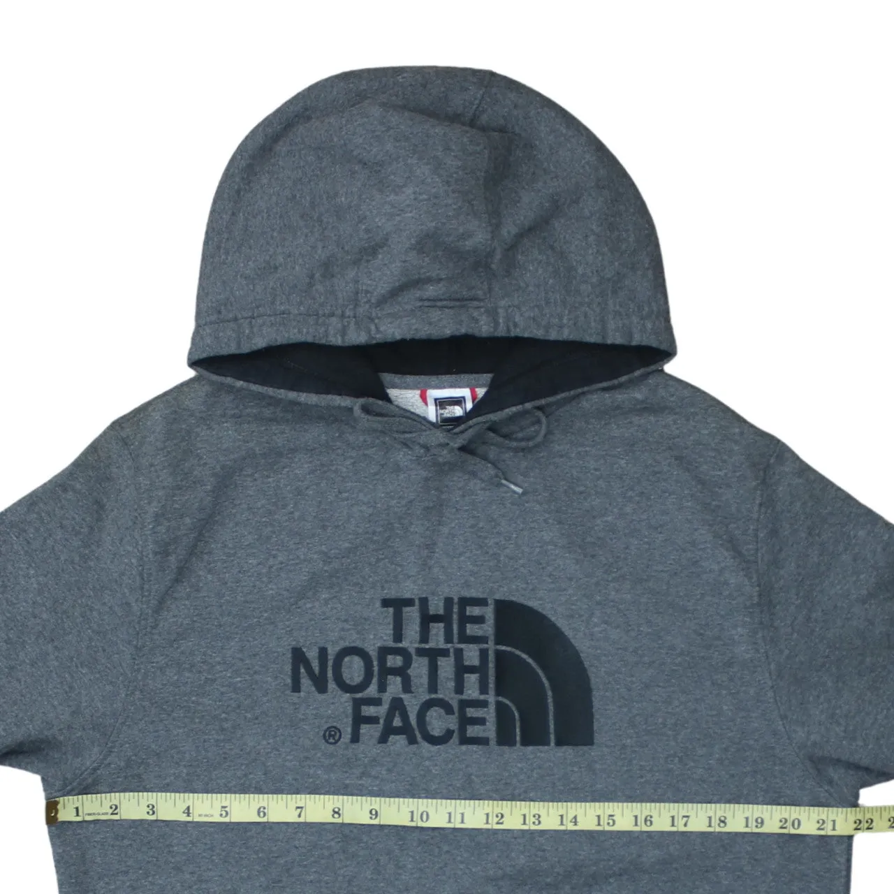 The North Face Dark Grey Hoodie Men's Large Printed Front Logo Fleece Lined Pullover Sweatshirt sold by Vintage Club product image thumbnail 5