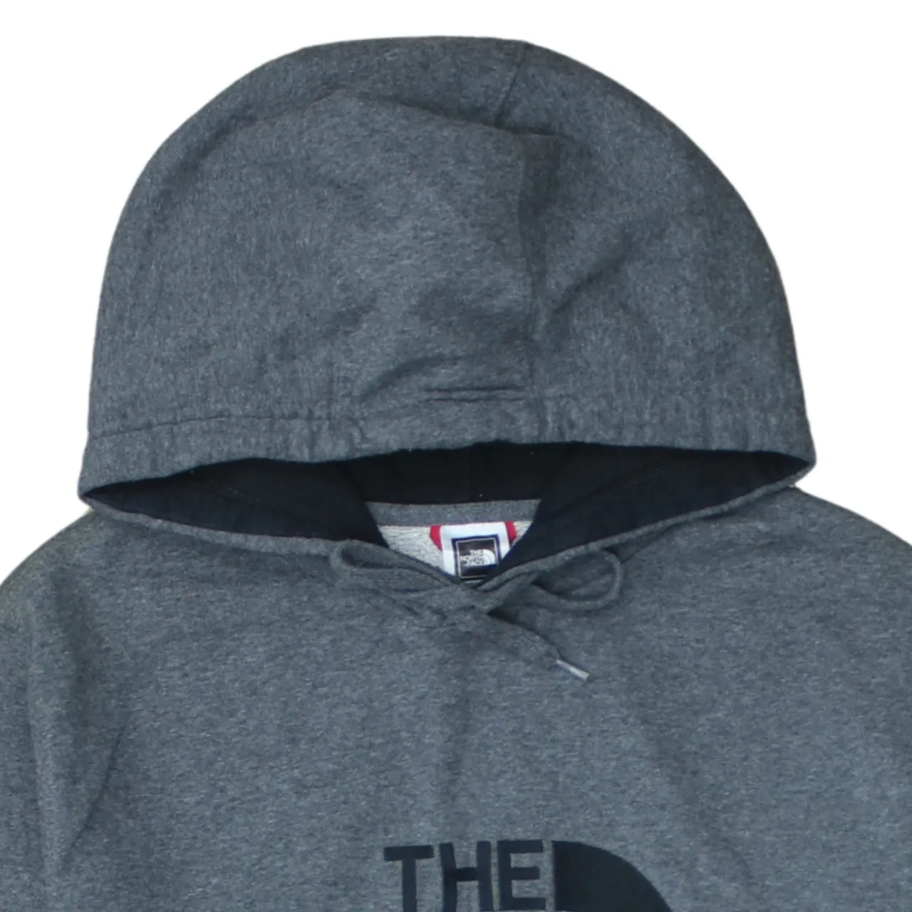 The North Face Dark Grey Hoodie Men's Large Printed Front Logo Fleece Lined Pullover Sweatshirt sold by Vintage Club product image thumbnail 3