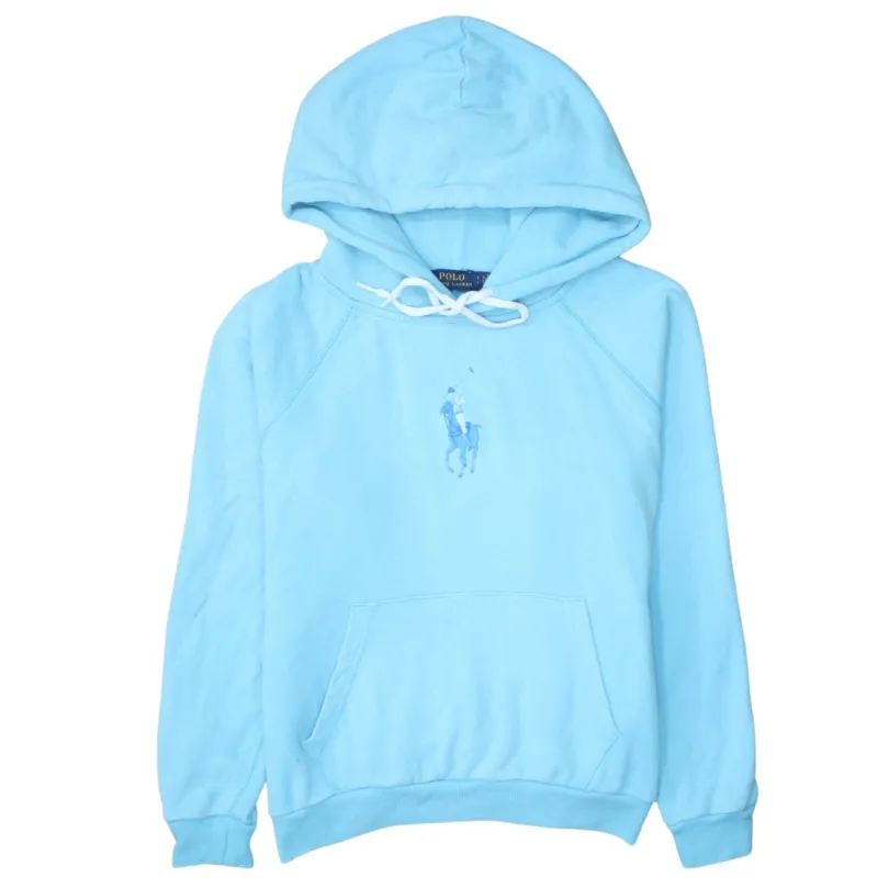 Polo Ralph Lauren 90's Drawstring Pockets Pullover Hoodie Small Blue sold by Vintage Club