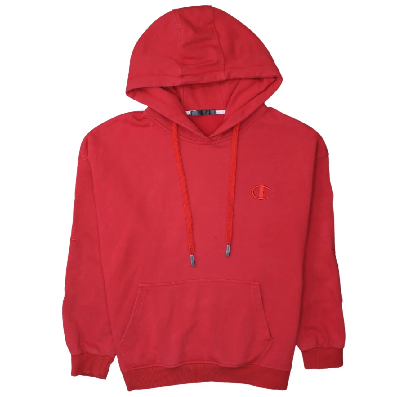 Champion 90's Drawstring Pockets Pullover Hoodie Medium Red sold by Vintage Club