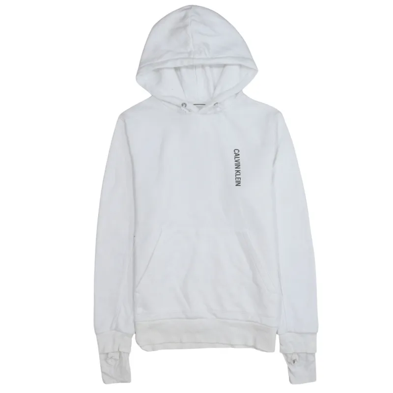 Calvin Klein 90's Drawstring Pockets Pullover Hoodie Medium White sold by Vintage Club