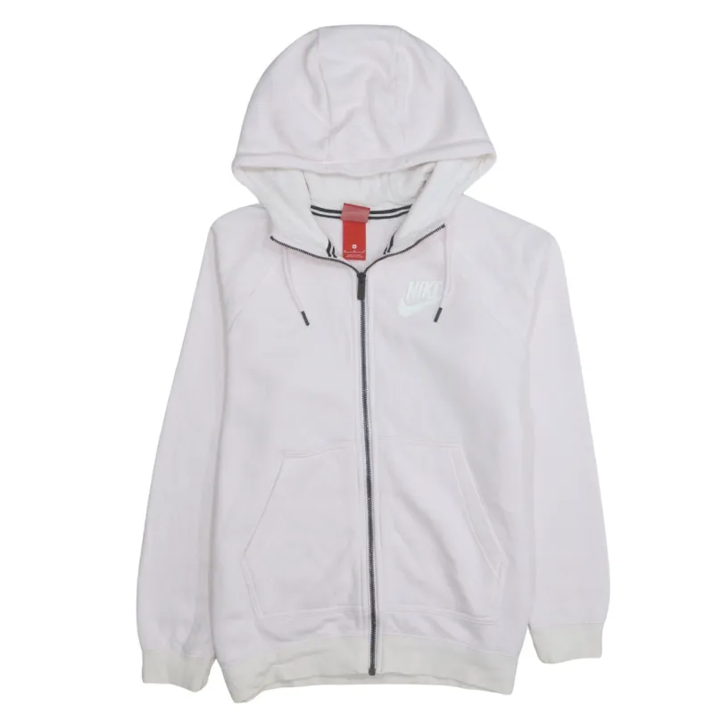 Nike Light Pink Zip Hoodie Women’s Medium Printed Swoosh Logo Split Pocket Sweatshirt sold by Vintage Club