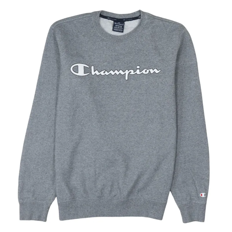 Champion 90's Spellout Crew Neck Sweatshirt Medium Grey sold by Vintage Club