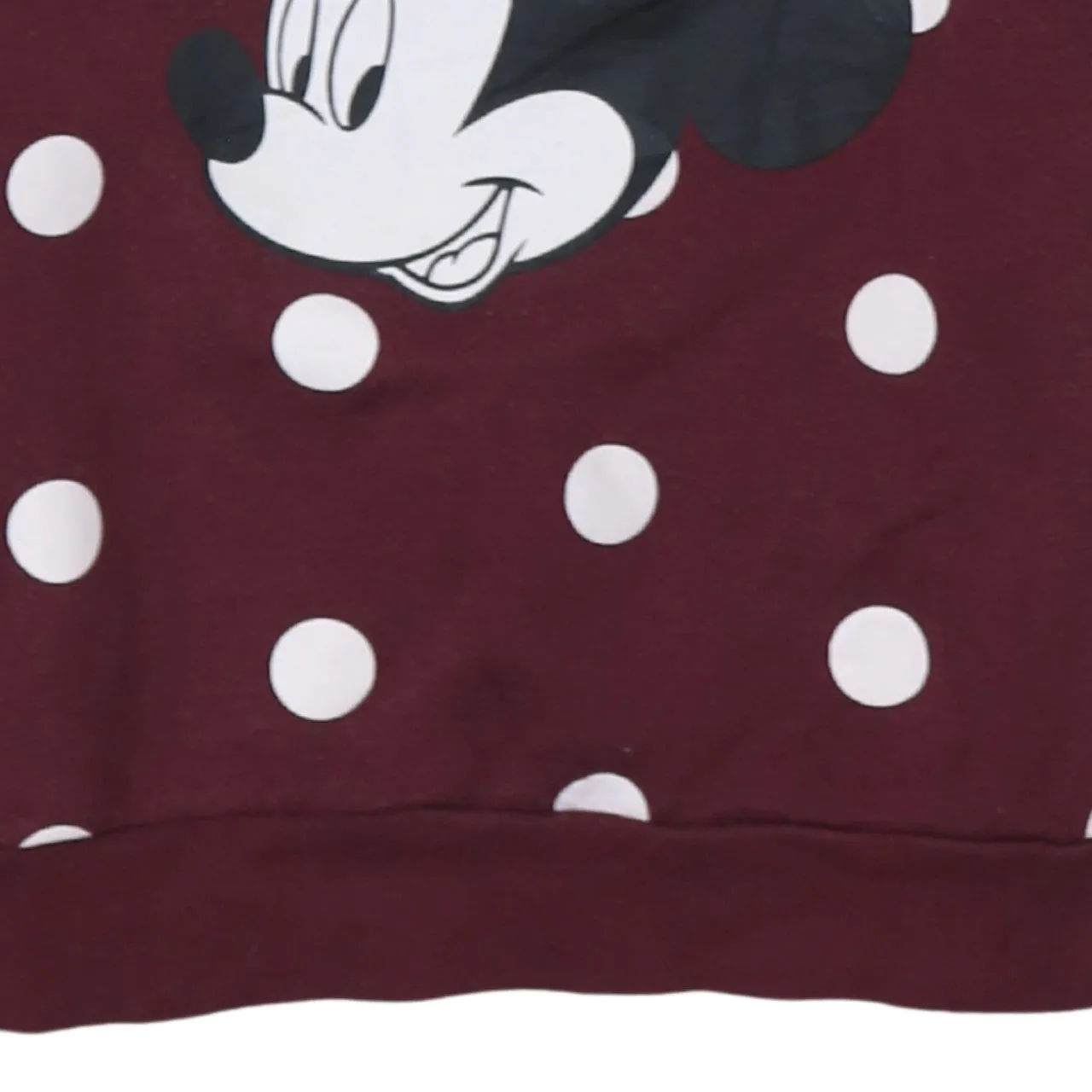 Disney Burgundy Red Sweatshirt Women’s Small Minnie Mouse Printed Polka Dot Pullover Top sold by Vintage Club product image thumbnail 4