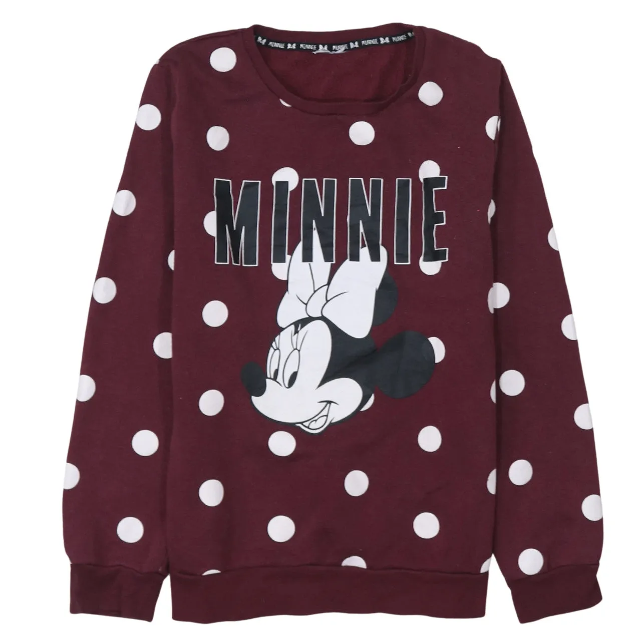 Disney Burgundy Red Sweatshirt Women’s Small Minnie Mouse Printed Polka Dot Pullover Top sold by Vintage Club