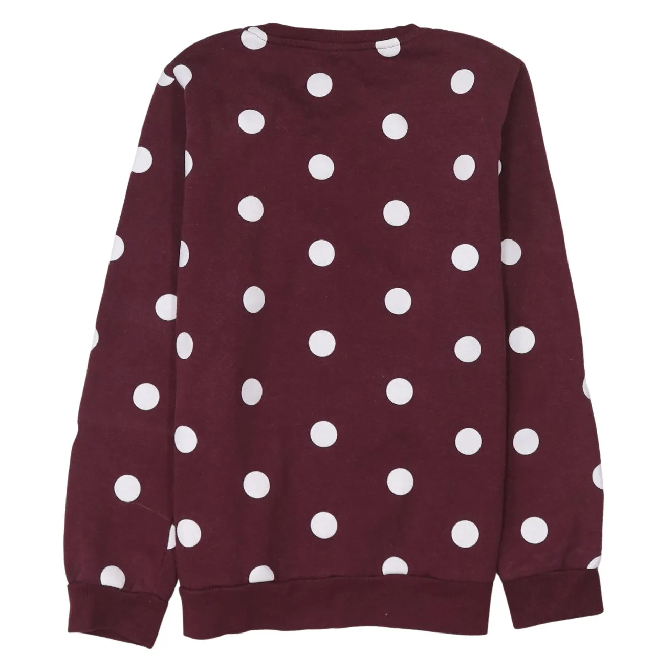Disney Burgundy Red Sweatshirt Women’s Small Minnie Mouse Printed Polka Dot Pullover Top sold by Vintage Club product image thumbnail 2