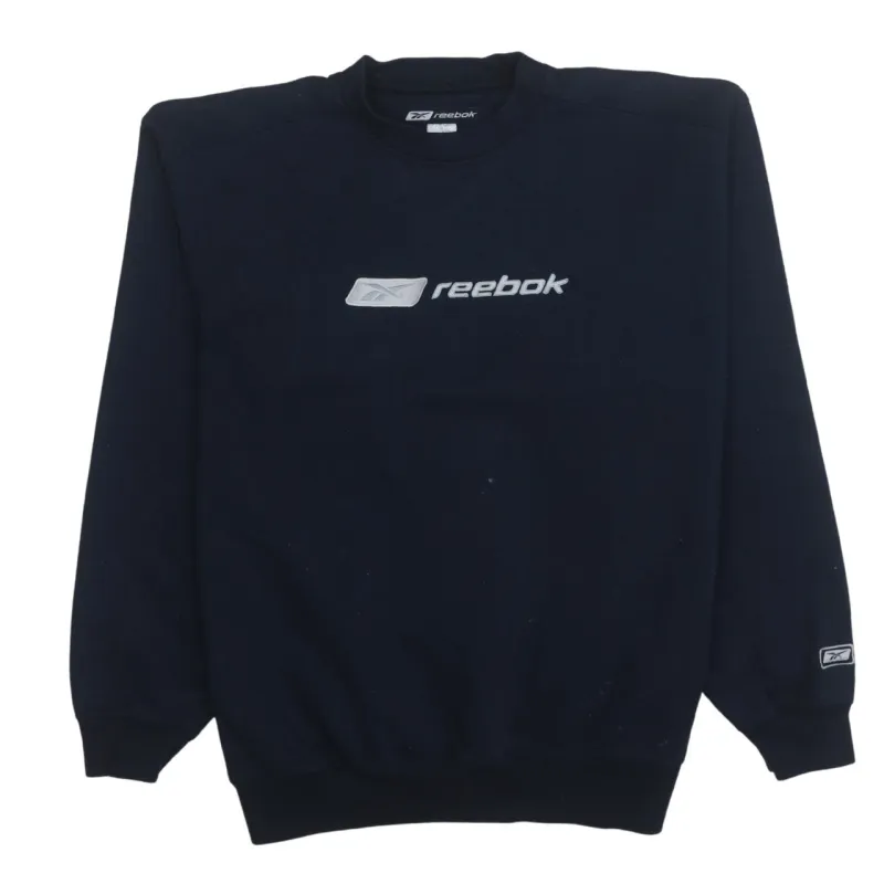 Reebok 90's Spellout Crew Neck Sweatshirt Small Navy Blue sold by Vintage Club
