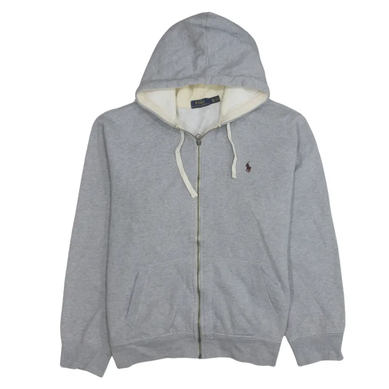 Polo Ralph Lauren 90's Drawstring Pockets Full Zip Up Hoodie XXLarge (2XL) Grey made by Polo by Ralph Lauren