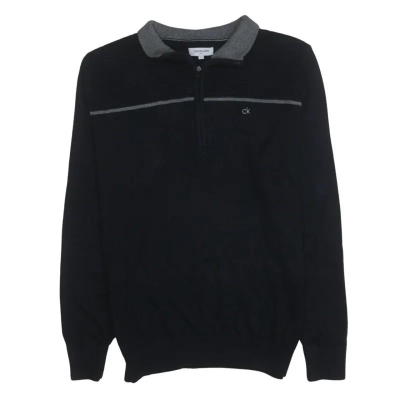 Calvin Klein 90's Lightweight Quarter Zip Sweatshirt Large Black made by Calvin Klein