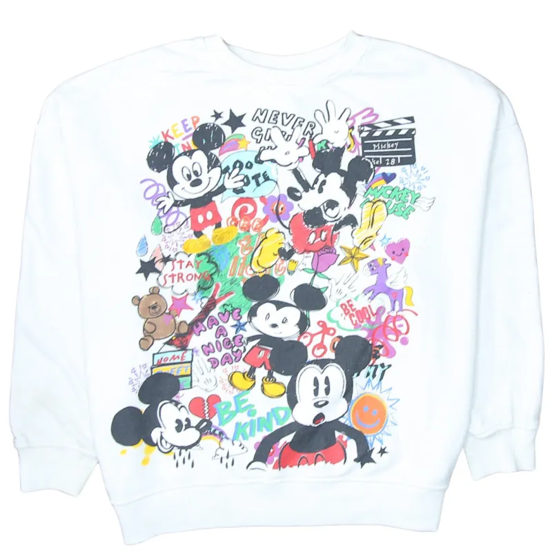 Disney 90's Mickey Mouse Crew Neck Sweatshirt Large White sold by Vintage Club
