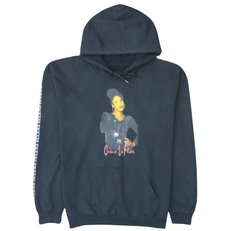 Retro 90's Drawstring Pockets Pullover Hoodie Medium Black sold by Vintage Club